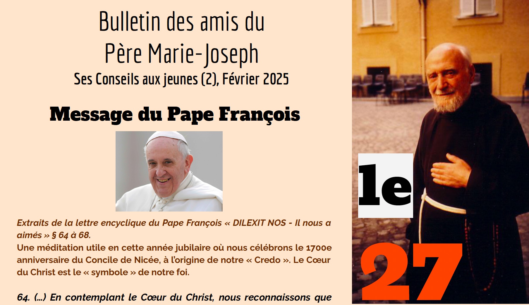 Bulletin N°73 - Ses Conseils aux jeunes (2) - Père Marie-Joseph GERBER